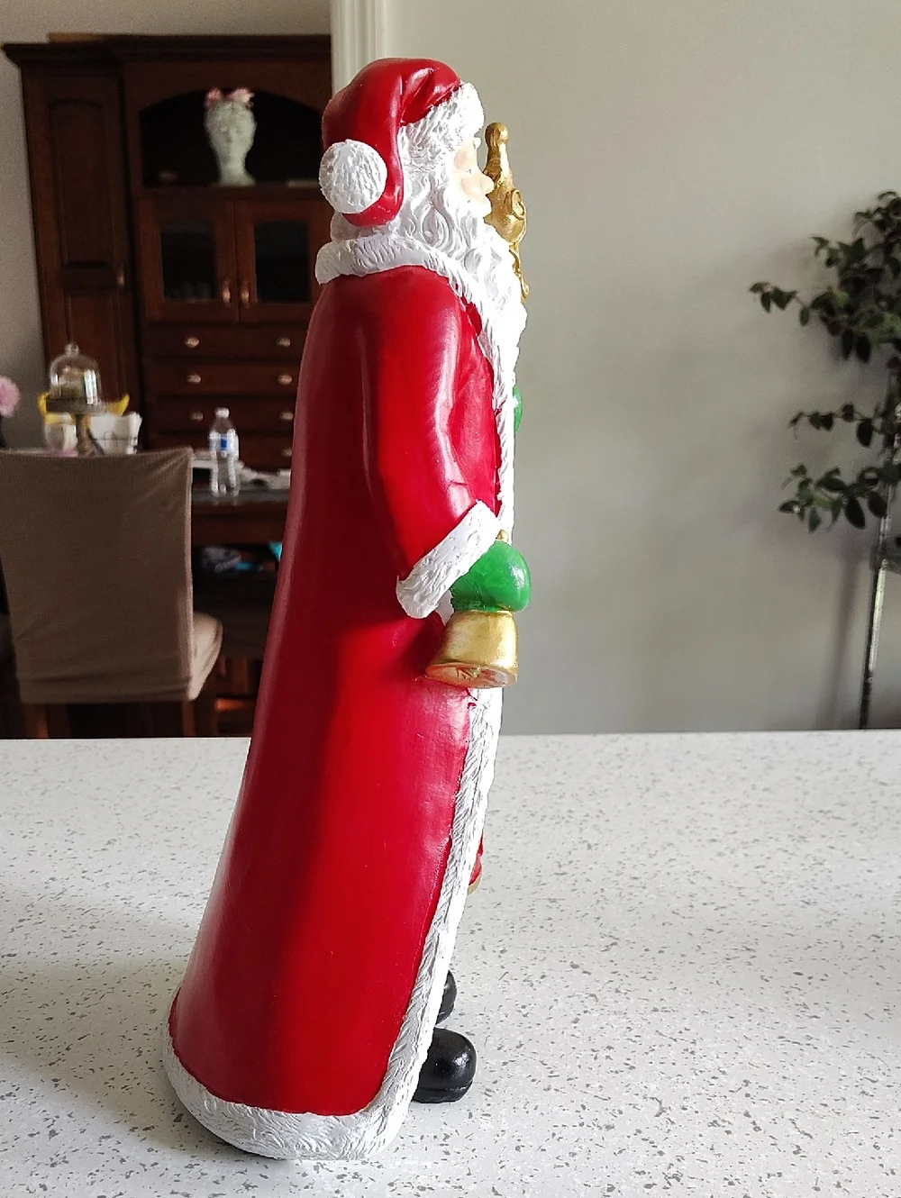 Holiday Santa Figurine Red with Gold Accents